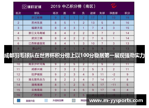 成都羽毛球队在世界杯积分榜上以100分稳居第一展现强劲实力